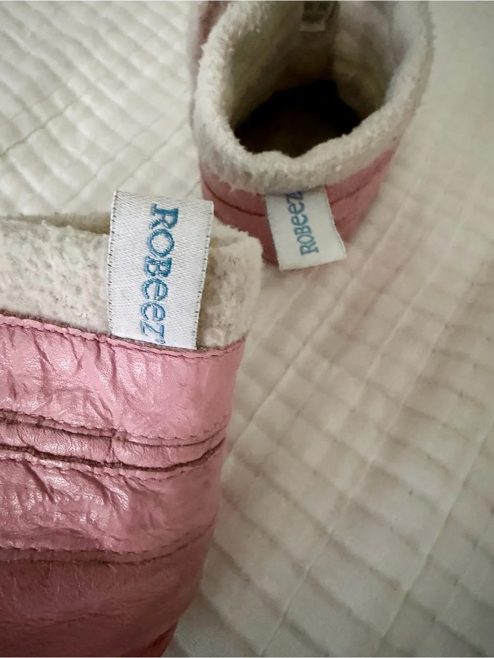 Robeez Pink Leather Baby Shoes 6-12M Soft Sole
